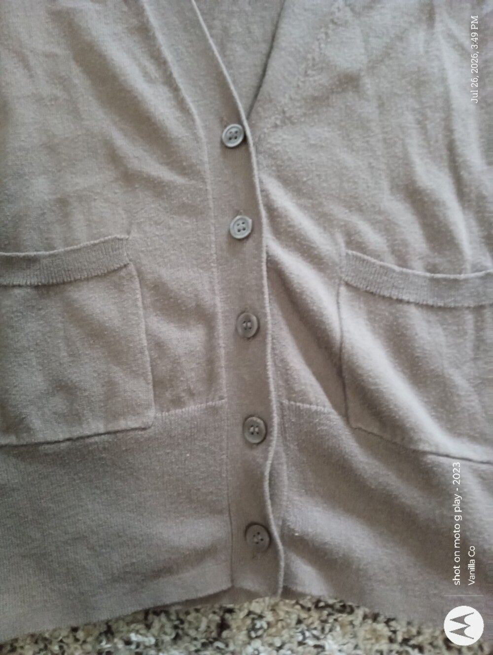 J.Crew V Neck Cardigan Long Sleeve Cotton Tan Small - Picture 5 of 9